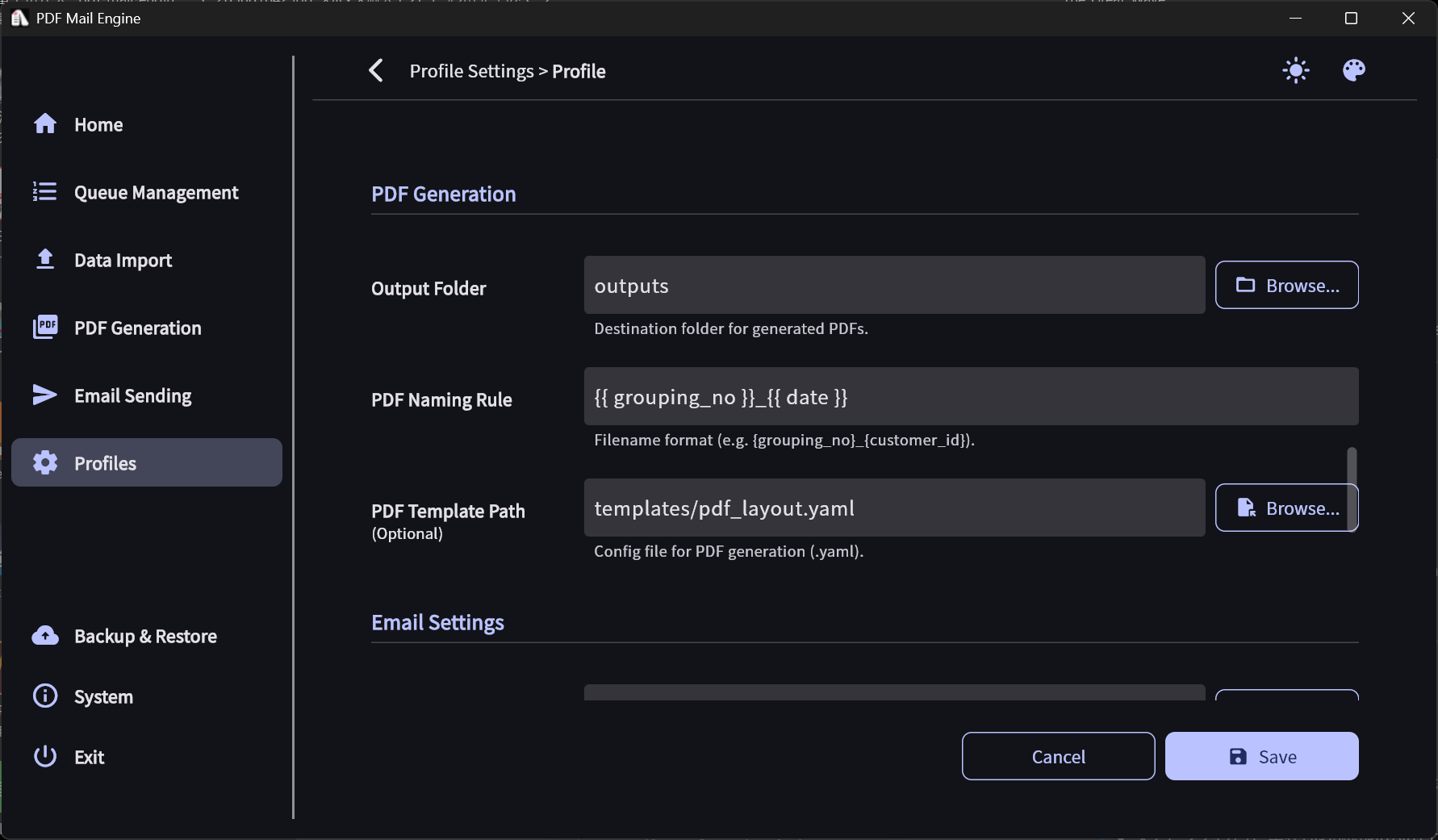 Profile Settings